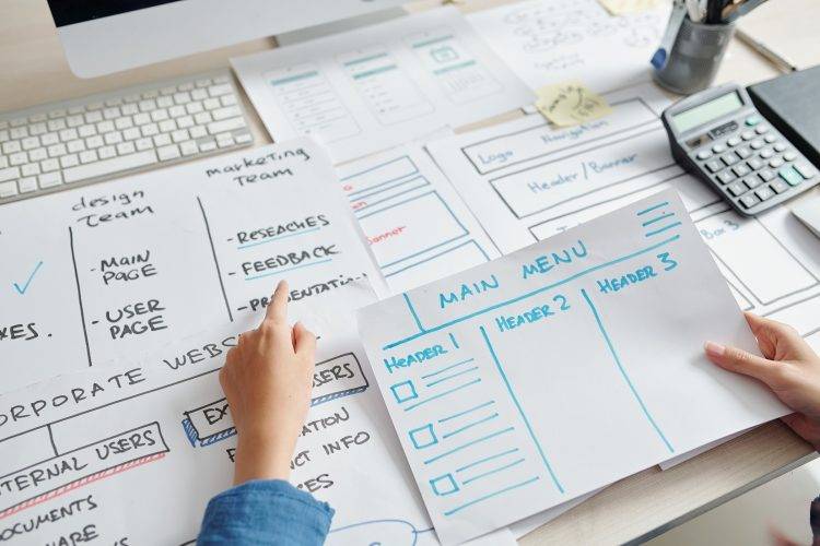 UX designer creating website layout