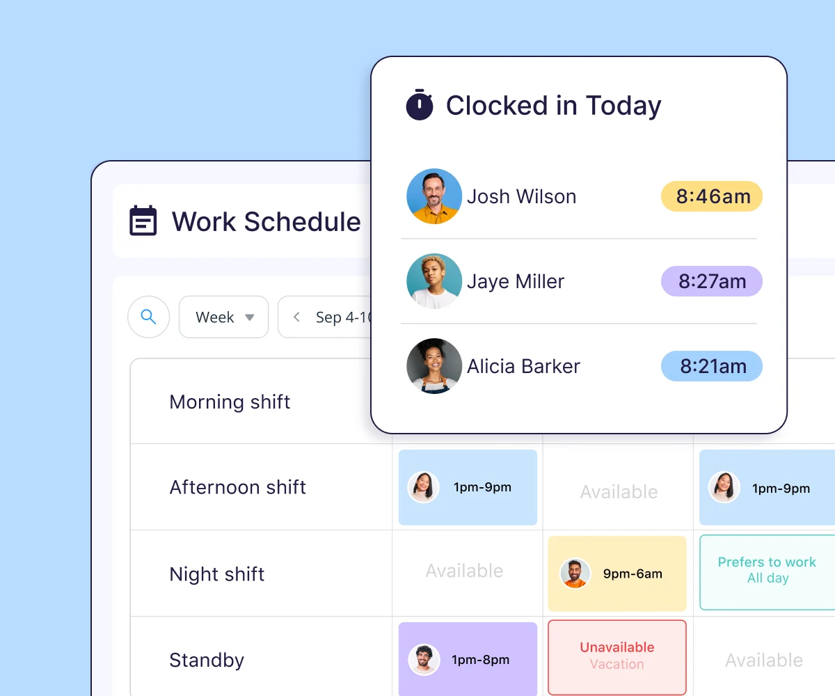 Full control, from scheduling to payroll