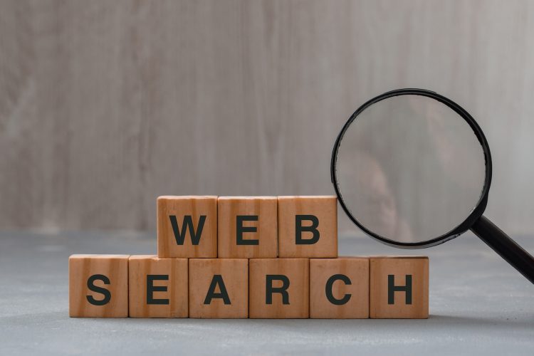 wooden cubes, magnifying-glass, Web Search